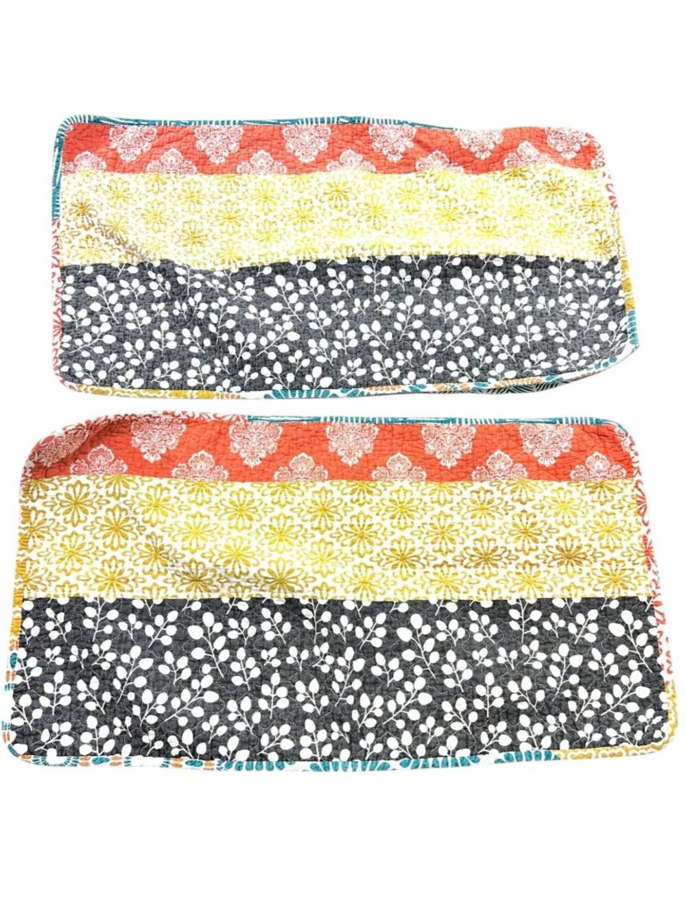 Lot Of 2 Lush Decor Multicolor Bohemian Striped Floral Pillow Shams 20"x36"